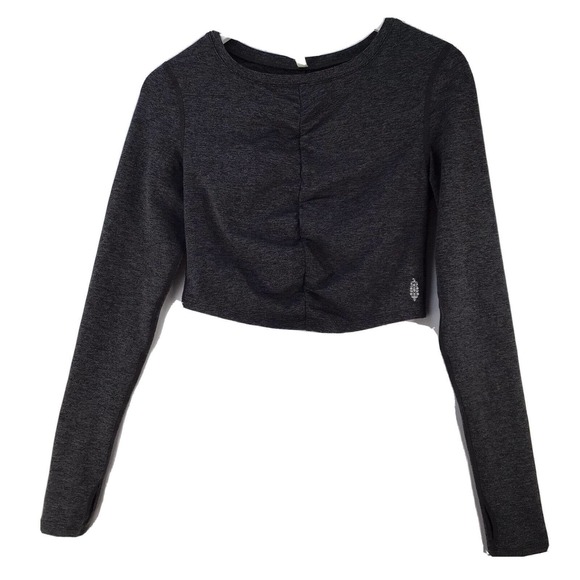 FP movement long sleeved Gray Athletic Exercise Crop top Size Medium - Picture 2 of 11